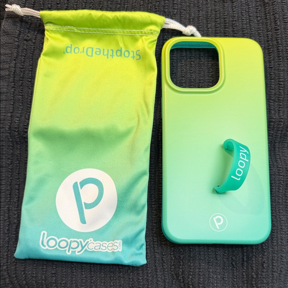 Loopy Case Lime and Aqua Phone Case iPhone 15 pro max NWOT , never used !